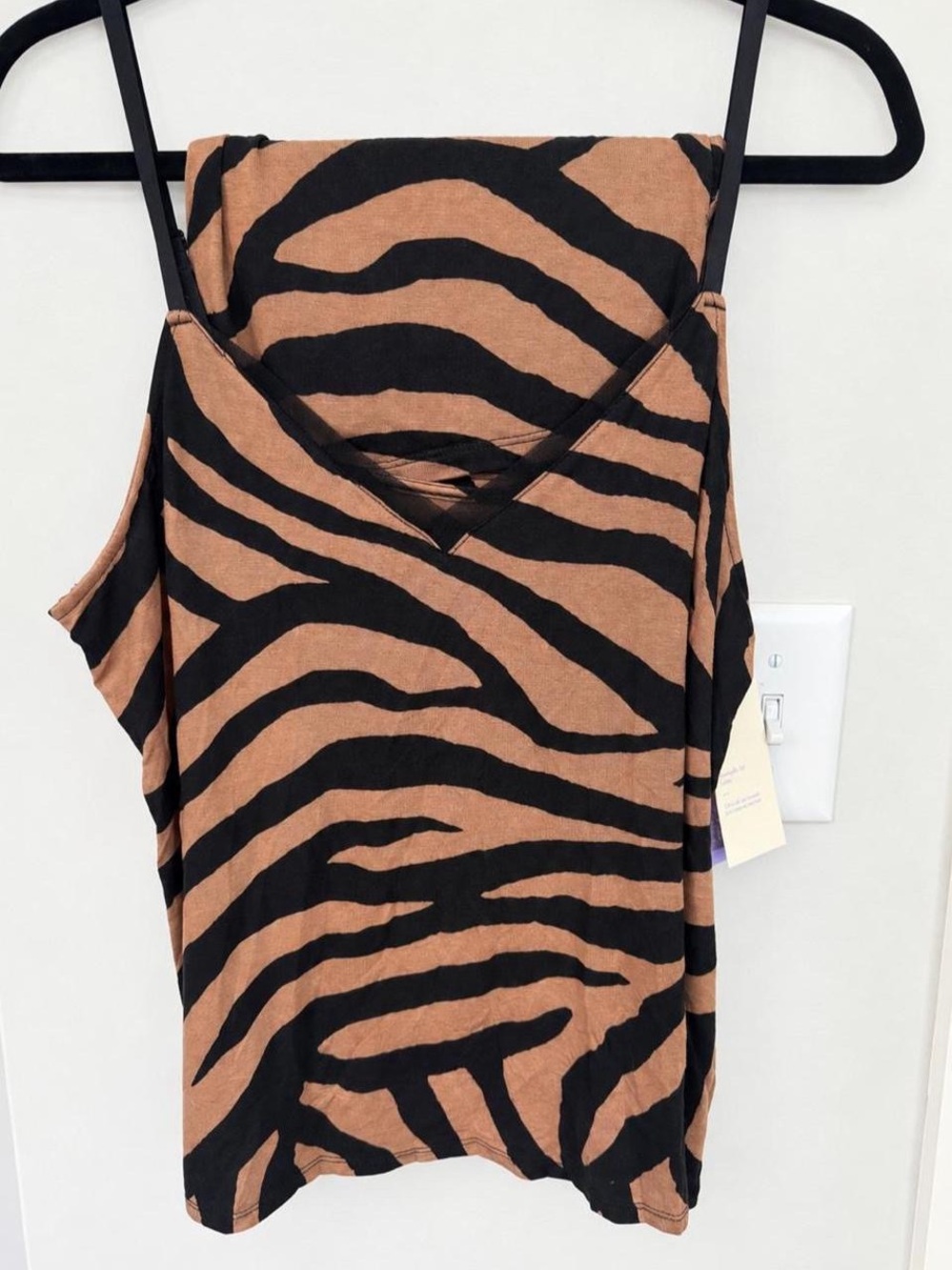 NWT Stars Above M Black & Brown Zebra Animal Print Cami and Shorts Pajama Set